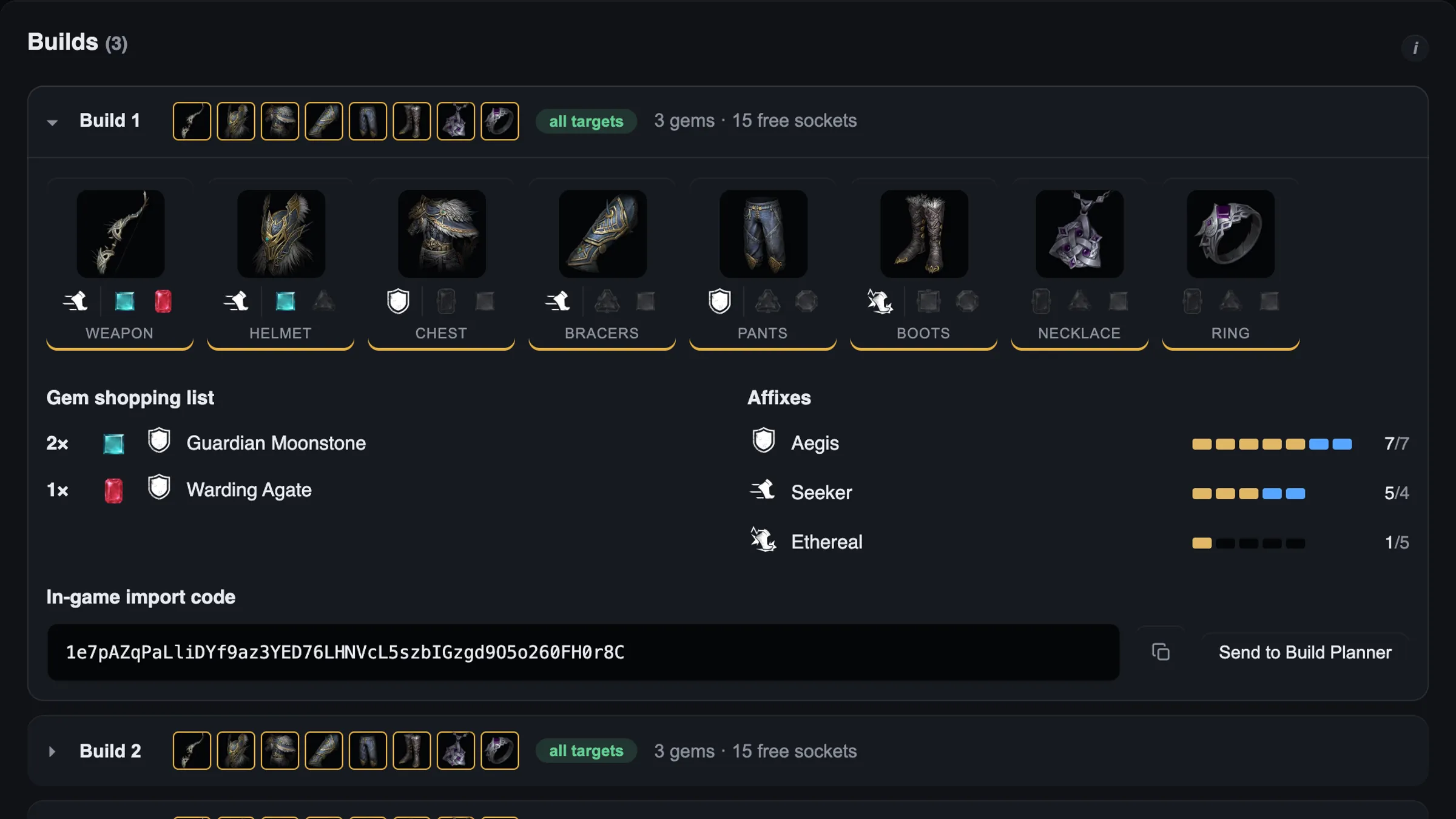 The Loadout Calculator showing optimized gear results